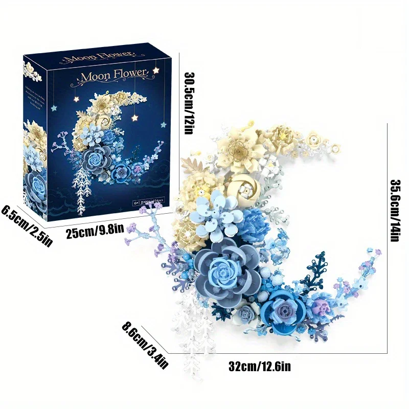 934 шт. вечная луна цветок строительные блоки настенная мебель для дома модель