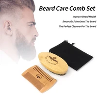 new natural wooden beard comb set mens facial beard care comb beard comb salon hair beard styling tools