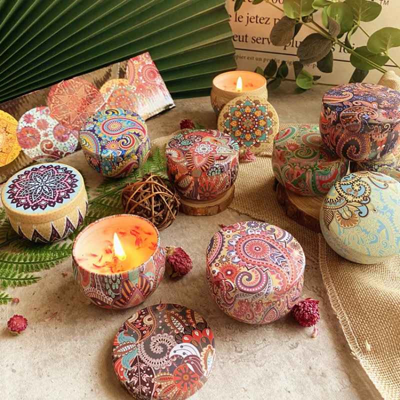 

Decorative Soy Wax Dried Flower Scented Aromatic Candles Cans Wedding Souvenir Gift Aromatherapy Candle Home Decoration