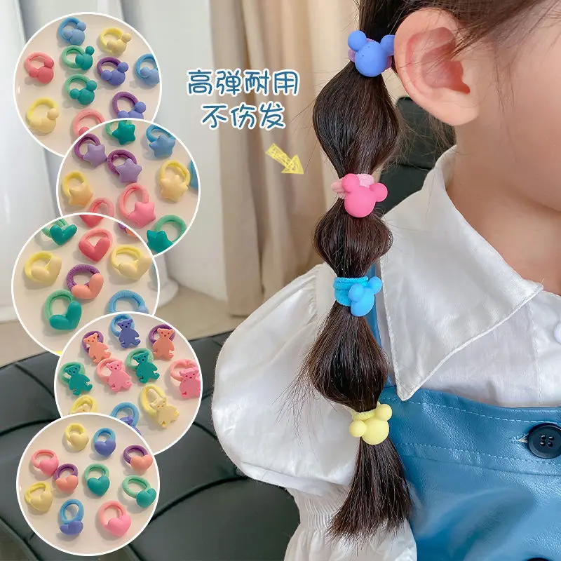 

10 Pcs Cute Cartoon Hair Elastics Baby Girls' Hair Ties Toddlers' Hair Bands Headwear Accessories
