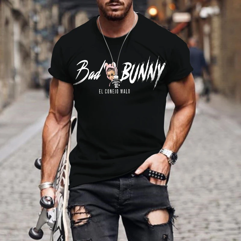 

Funny Personality Letter Print Men's Summer Casual Trend Series Rock O-neck Oversized Short Sleeve Breathable Versatile Top