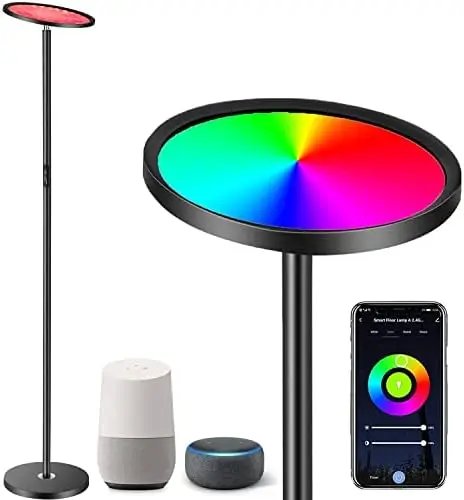 

Floor Lamp,2000 Lumens Led Color Changing RGB Floor Lamp Works with Alexa,adjustable 16 million Colors and Music Sync,WiFi & Nig