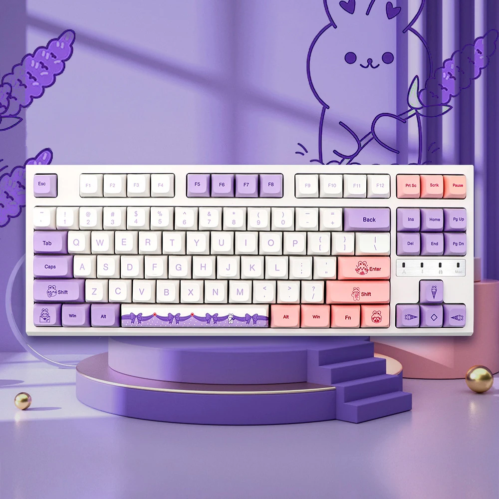 

147 Keys Tuzi Lavender Keycaps XDA Profile PBT Dye Sublimation Mechanical Keyboard Keycap For MX Switch 61/64/68/75/84/87/96/980