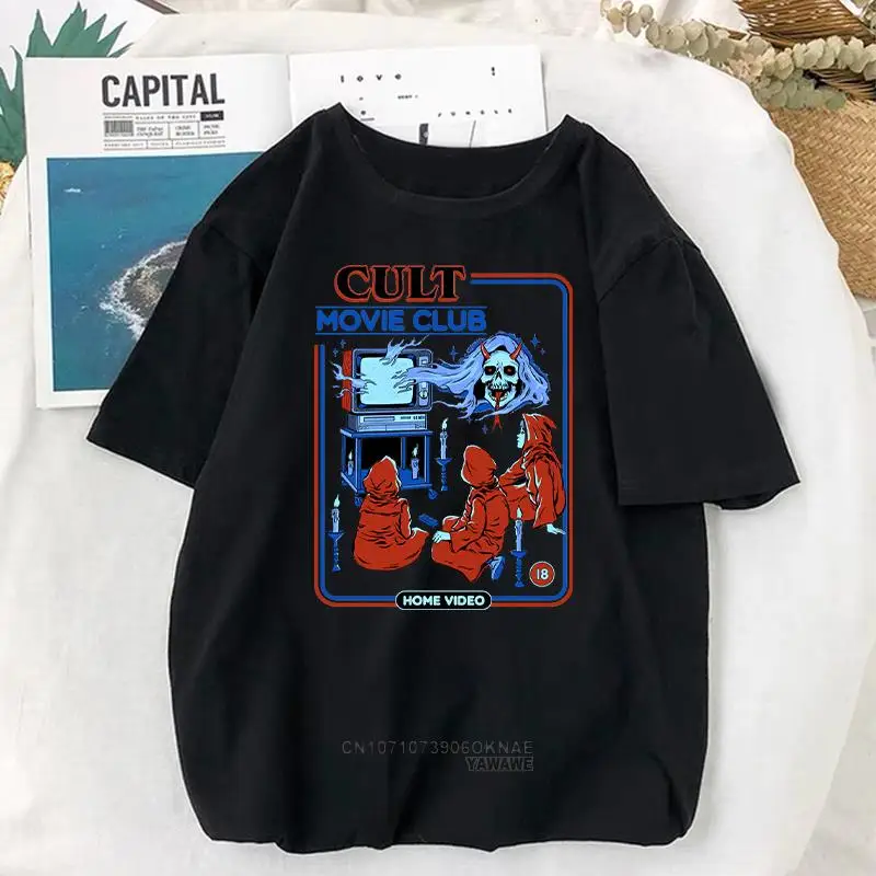 Ретро футболка ужасов Demon Grim Reaper графическая унисекс Evil сатанистская ад одежда