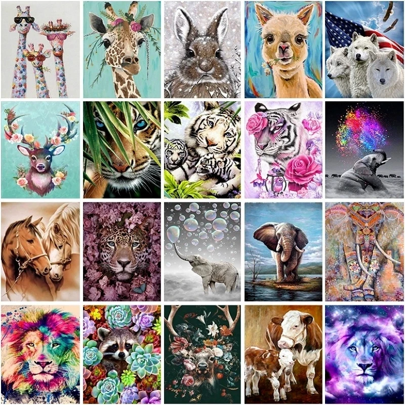 5D алмазная живопись животный узор сделай сам жираф Круглый Полный алмаз Лев слон