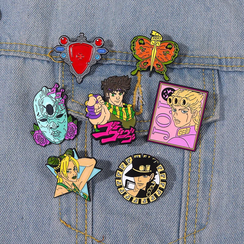 

JoJo's Bizarre Adventure Brooch Glitter Enamel Pin Anime Accessories Pin Badge