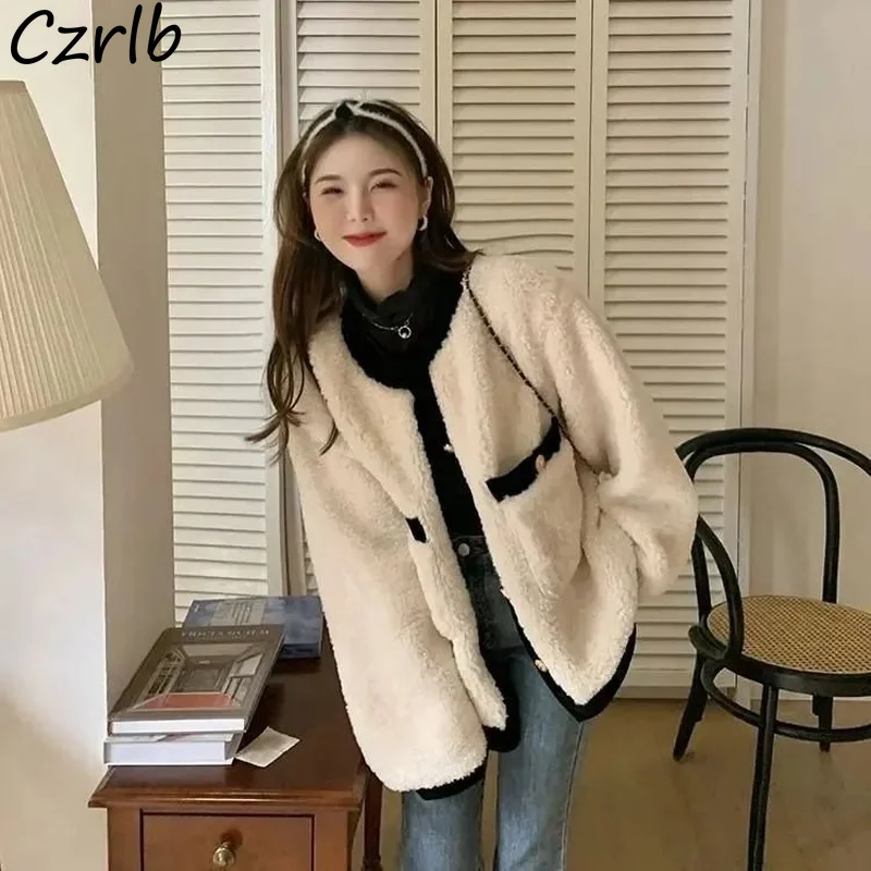 Куртка Женская Базовая в стиле пэчворк элегантная уличная одежда Корейском