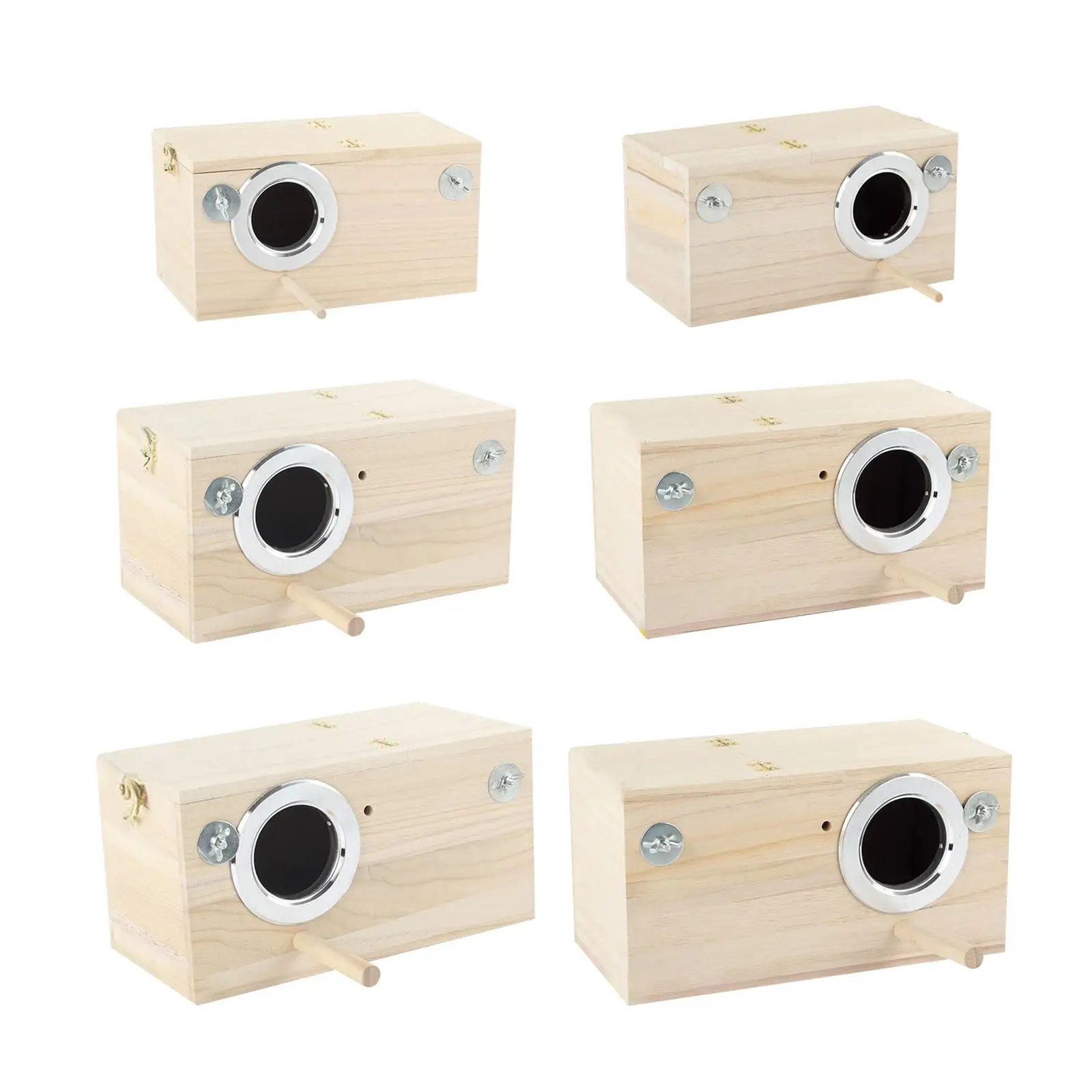 

Durable Side Transparent Perch Breeding Handcrafted Wood Box Birds With Multifunctional Parrot Hatching House Nest Parrot