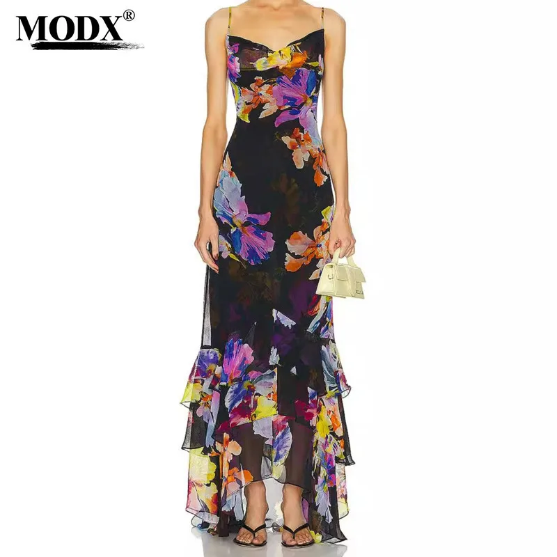 [MODX] Платье-бретелька Nanyou с французским принтом для женщин летом 2024 года дизайном