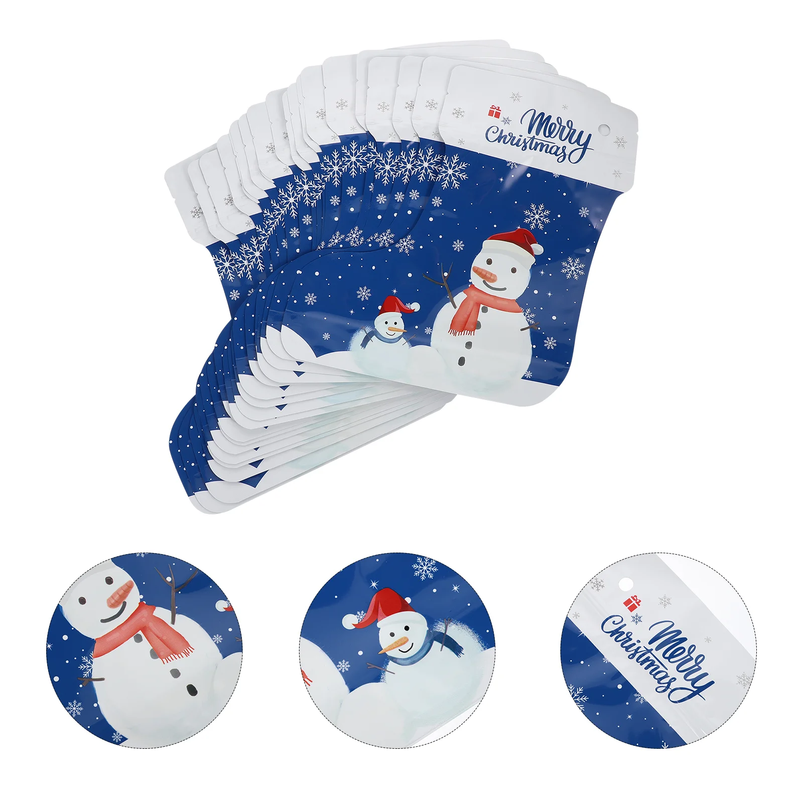 

20 Pcs Christmas Candy Bag Cartoon Socks Packing Pouches Aluminum Plating Portable Bags Self-sealing Wrapping Biscuit