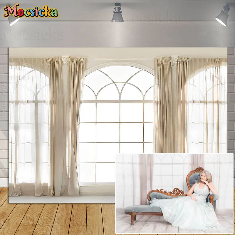 

Интерьер свода окна полный занавес фотографии фоны с подсветкой Элегантность Свадьба День рождения портрет Декор фото студия