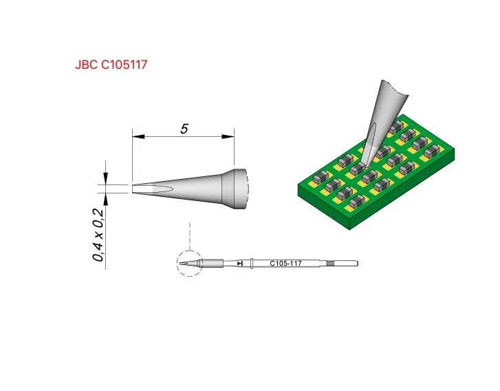 

JBC Original C105-117 Soldering Iron Tip For Nano NT105 NP105 Handle NANE NASE Soldering Station Tools