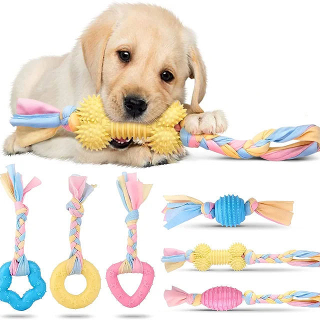 Pet Dog Toy Ball Molar Clean Teeth for Small Dog Puppy Teething Chew Toys Dog Accessories Cute Puppy Rope Toys 1pc 1