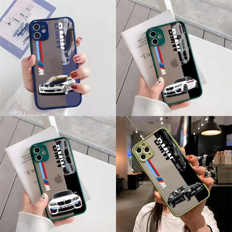 

Роскошный чехол для телефона в спортивном автомобиле BMW для IPhone 12Pro 13 11 14 Pro Max Mini 8 7 Plus SE2020 XS Max X XR, матовый чехол