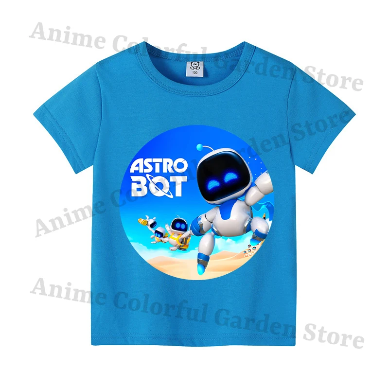 Фото Футболки с круглым вырезом Astroboted для мальчиков и девочек, милый топ с короткими рукавами и принтом в стиле аниме, детская летняя модная футболка, подарки №5