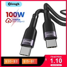 Elough-Cable USB tipo C a USB tipo C, carga rápida, PD, 100W, QC 4,0/3,0, para MacBook Pro, iPad, Samsung, Glaxry Tab, Xiaomi