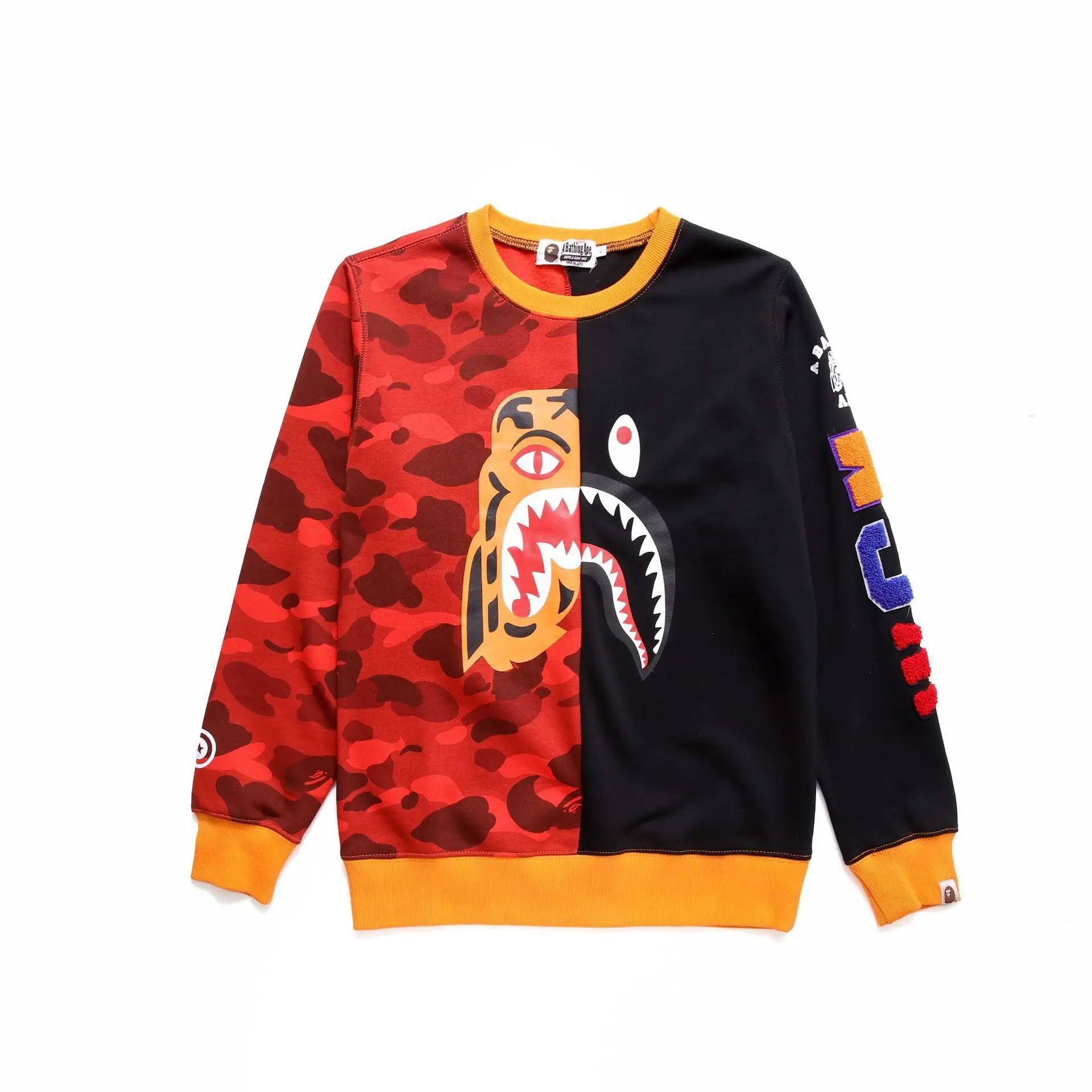 

High Quality Men's Letter Print Pullover Sweatshirt Fashion Brand Bapes Men's Hip Hop Casual Sweatshirt Wholesale