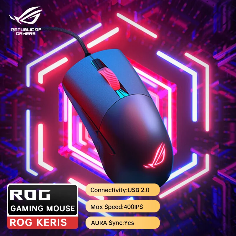 

ASUS ROG Keris Original Optical Aura Sync RGB Lighting Gaming USB Wired / 2.4Ghz Wireless Mouse 16000 DPI 7 Programmable Buttons