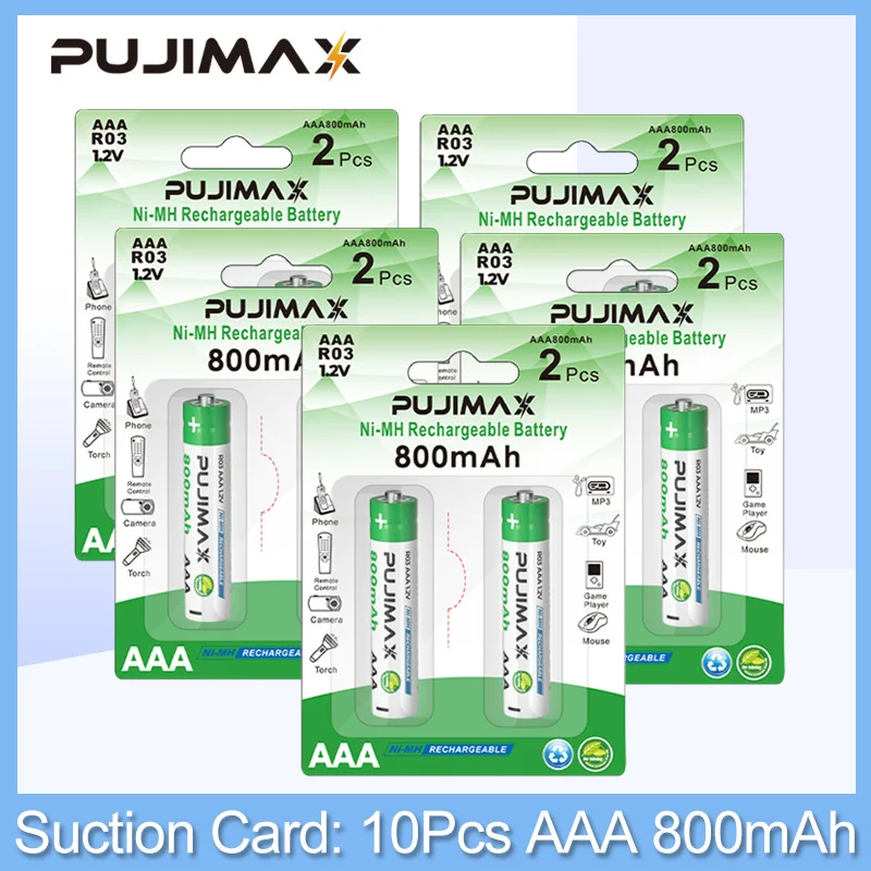 

PUJIMAX AAA 1.2V Rechargeable Ni-MH Batteries 800mAh Large Capacity Original Battery For Alarm Clock Doorbell Flashlight Durable
