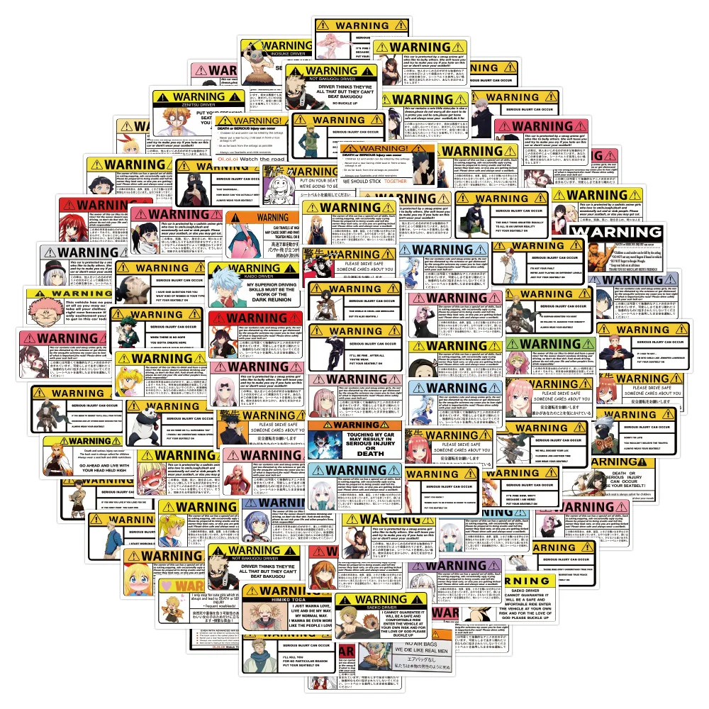 

10/30/50PCS Animation Mixed Warning Signs Graffiti Waterproof Stickers Creative Trend Decoration Refrigerator Water CupWholesale