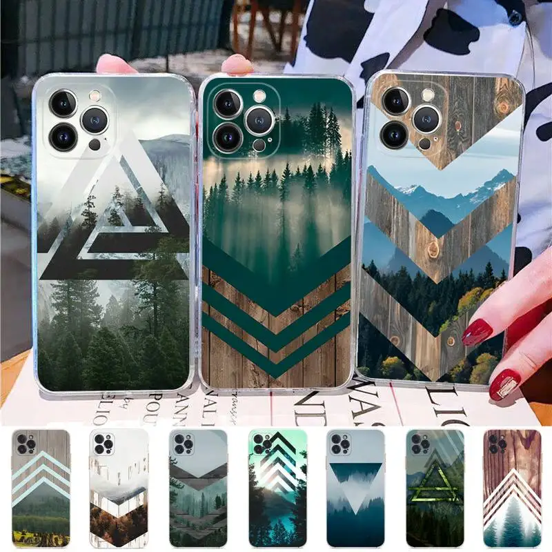 

Forest Geometry Phone Case Silicone Soft for iphone 14 13 12 11 Pro Mini XS MAX 8 7 6 Plus X XS XR Cover