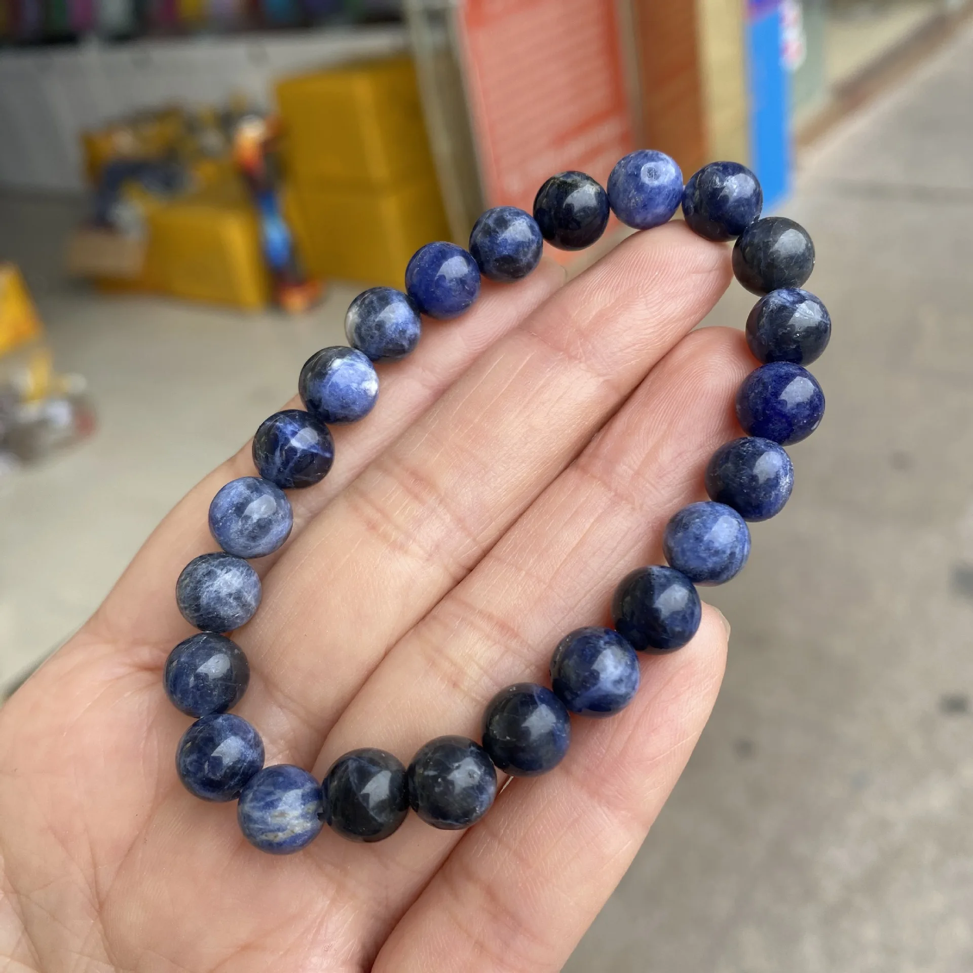 Natural Blue Sapphire Round Bracelet Beads 6 8 10 12 MM Bracelets Women Men Shining Wrist Jewelry Gift Gemstone Bracelet