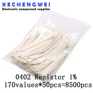 8500pcs 0402 SMD Resistor Kit Assorted Kit 1ohm-10M ohm 1% 170valuesX 50pcs = 8500pcs Sample Kit