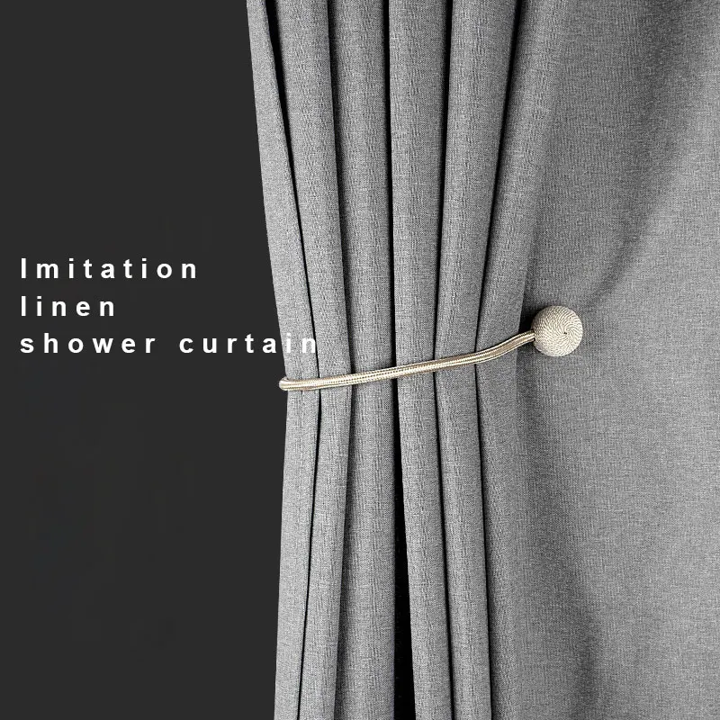 k water shower curtain elegant thicken grey imitation linen polyester waterproof for bathroom with hooks japanese 220cm wh free global shipping