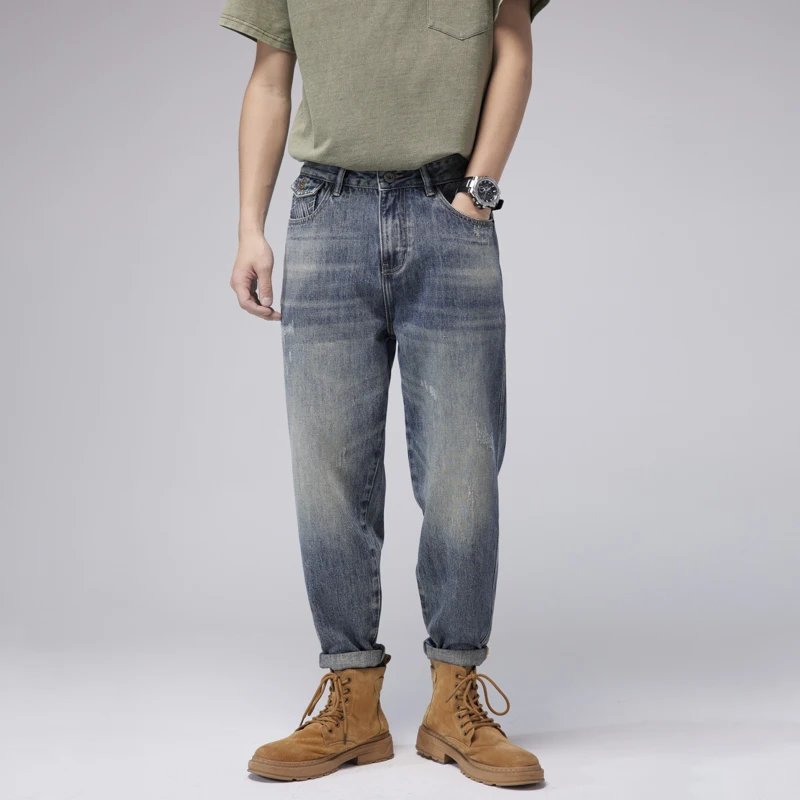 

2022 Summer New Streetwear Baggy Jeans Men Us Fashion Loose Straight Wide Leg Pants Male Brand Clothing Blue Men Casual Jeans
