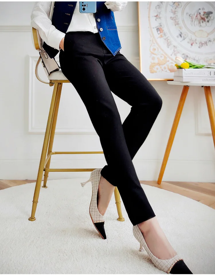 Women's High Waist Trousers Temperament Solid Color Show Thin Pencil Pants Spring 2023 New