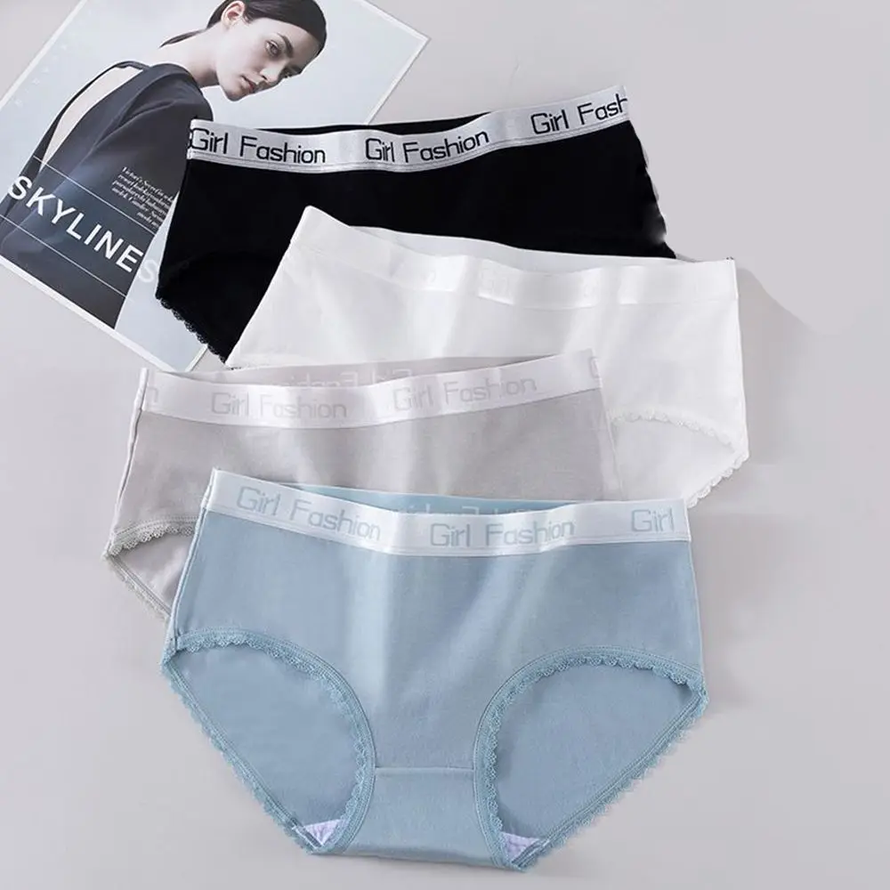 

Женские трусы с надписью, хлопковые стринги со средней талией, спортивные стринги для фитнеса, нижнее белье, Однотонные трусы