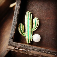 green enamel cactus brooches for women alloy flower brooch pins gifts
