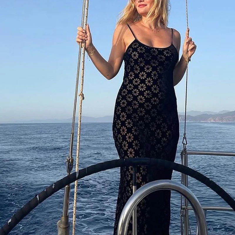 

Chic Women Sleeveless Spaghetti Strap Maxi Dresses Bohemian Floral Print Long Dress 2022 Summer Beach Holiday Vestidos Clothes