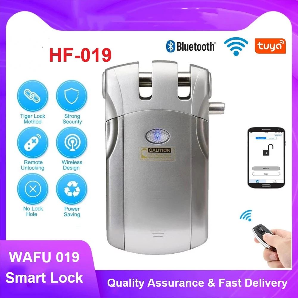 

Беспроводной смарт-замок 019 с Wi-Fi, bluetooth, дистанционным управлением через приложение tuya, электронный дверной Невидимый замок без ключа, 433 МГц...