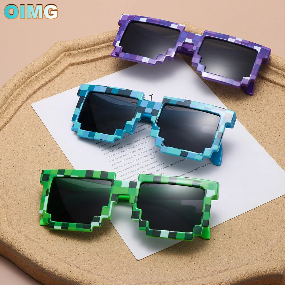 

Hot Fashion Cosplay Sunglasses Adults Kids Action Game Toy Minecrafter Square Pixel Mosaic Glasses Toys Children Gift