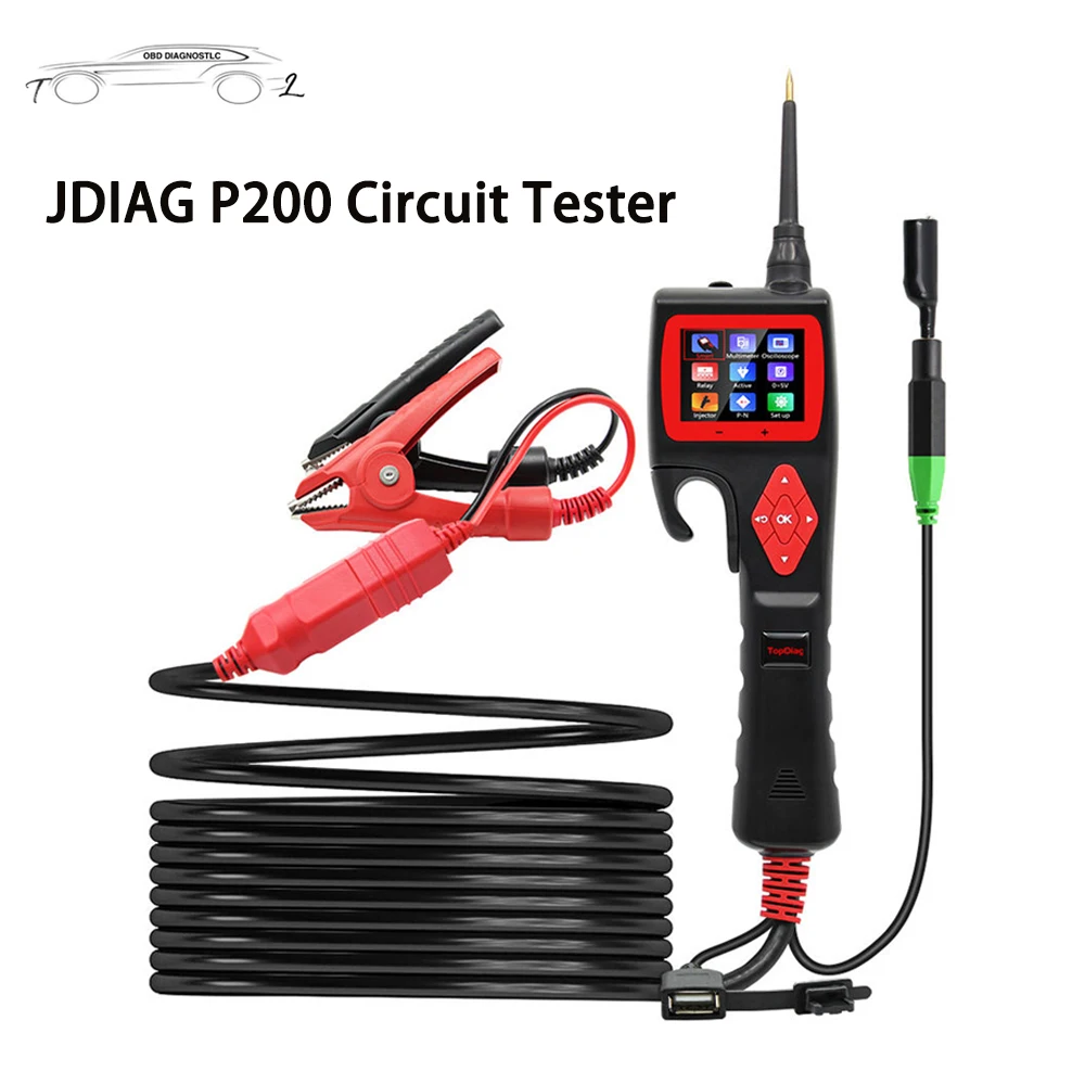 

JDiag P200 Smart Hook Circuit Tester 9V-30V Relay / Diode / Oscilloscope Test Electrical System Diagnostic Power Scan Tool