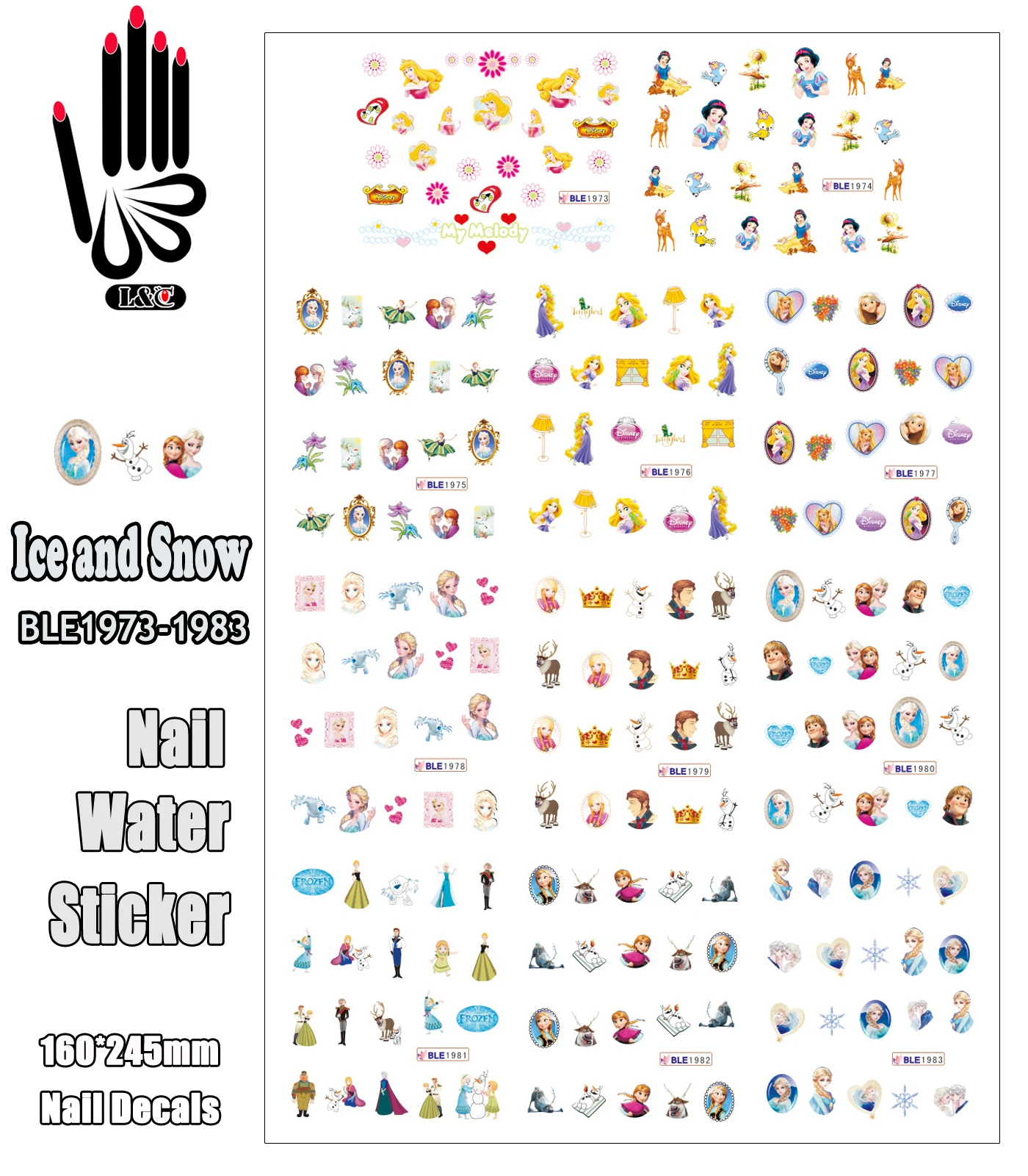 11 листов/партия водные переводные наклейки для ногтей |