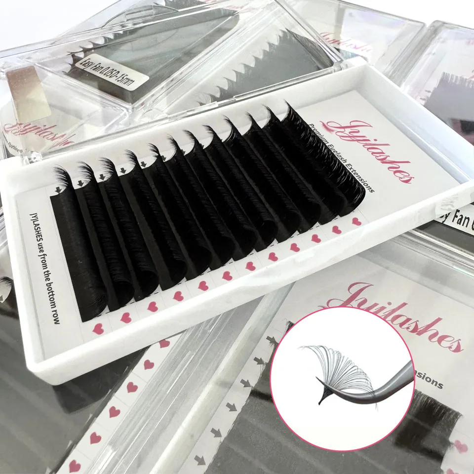 JYJLASHES легко вьющиеся быстрые веерные цветущие наращивание ресниц матовые