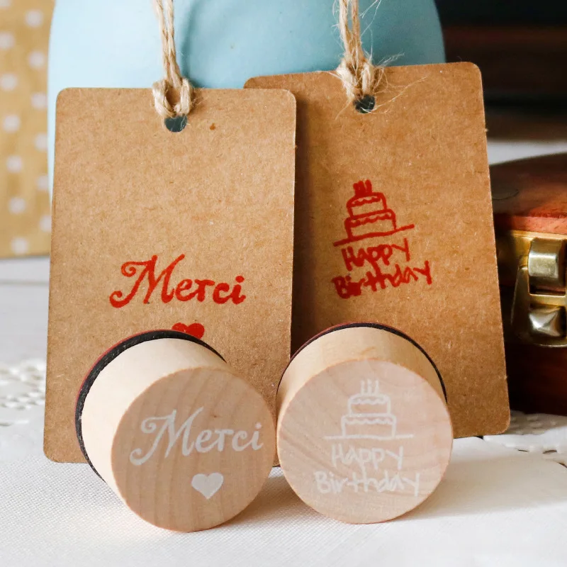

Round Wooden Mercy Seal Stamp Happy Birthday Sealing For Envelops Thank You Hang Tag Diy Birthday Party Favor Kids Gift Diy Tag