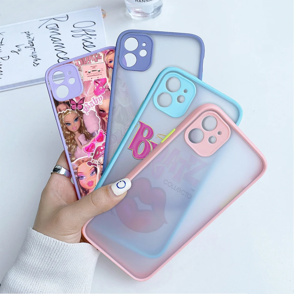 colorful bumper shockproof for iphone 13 8 7 plus 12 mini 11 pro max xr x xs covers flame hot sale lovely doll bratz phone cases free global shipping