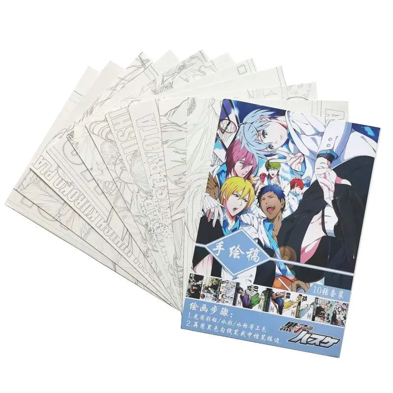 

Kuroko no Basuke Anime Sketch Coloring Book For Children Adult Relieve Stress Kill Time Painting Drawing antistress Books gift