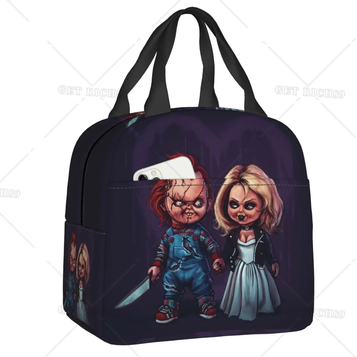 

Bride Of Chucky Lunch Box Horror Movie Childs Play Cooler Thermal Food Insulated Lunch Bag for Women Children School Picnic Bags