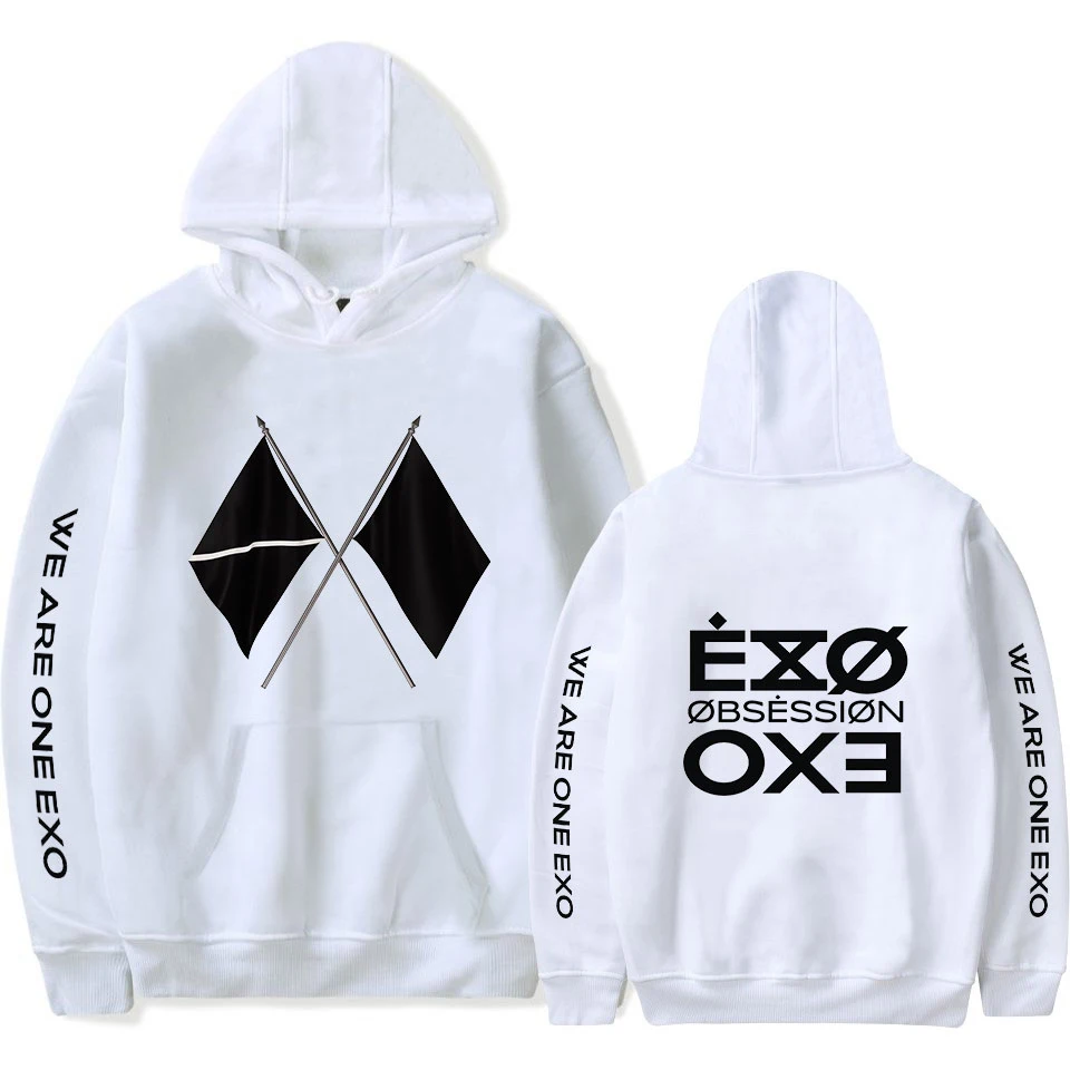 KPOP EXO NEW ALBUM Sixth Album OBSESSION WE ARE ONE Print Hooded Women/Men Clothes Casual Hoodie Sweatshirt