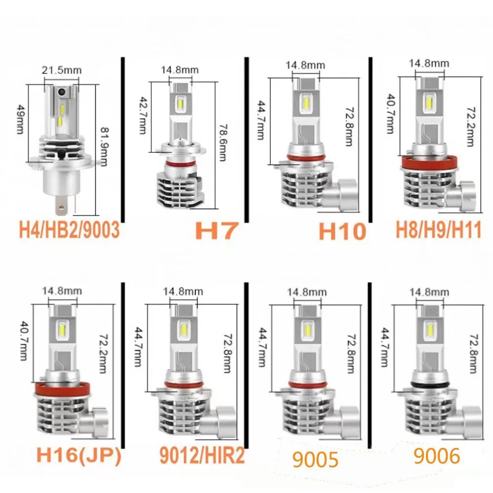 Фото 2 шт. H4 светодиодные фары 30000LM Canbus Plug&Play дальнего ближнего света мотоциклетные лампы H7 H11 H9 H8 9005 HB3 9006 HB4 6500K автомобильные лампы 12V24V №3