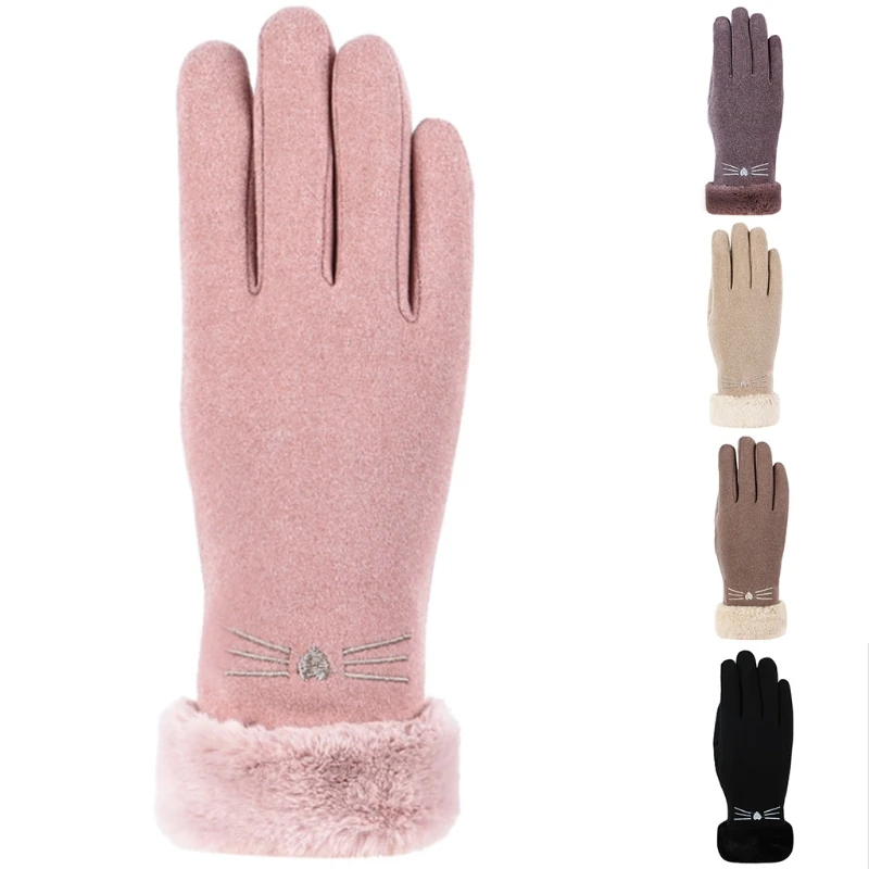 

Touchscreen Gloves Women Windproof Gloves Fleece Lined Gloves Non Slip Thickened Riding Gloves for Outdoor Sport