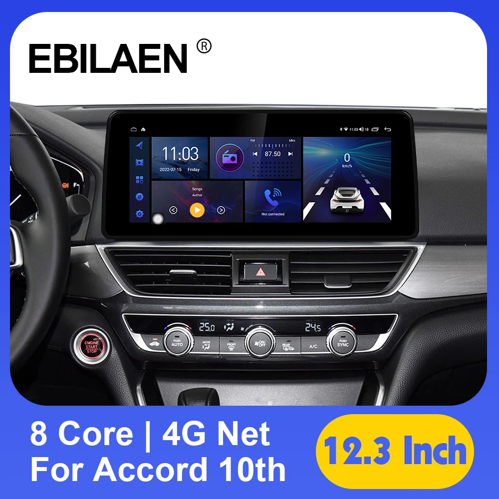 EBILAEN Android 12 3 дюймовый автомобильный мультимедийный радиоплеер для HONDA ACCORD 10-го