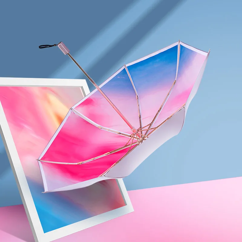 

8K Double Layer Color Coating Umbrellas Three Folding Men Umbrella Rain Women Anti-UV Windproof Manual Umbrella Luxury Parasol