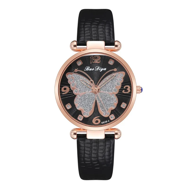 

Butterfly Diamond Dial Design Women Quartz Watches Fashion Casual Ladies Wristwatches Simple Woman Leather Clock Reloj de mujer