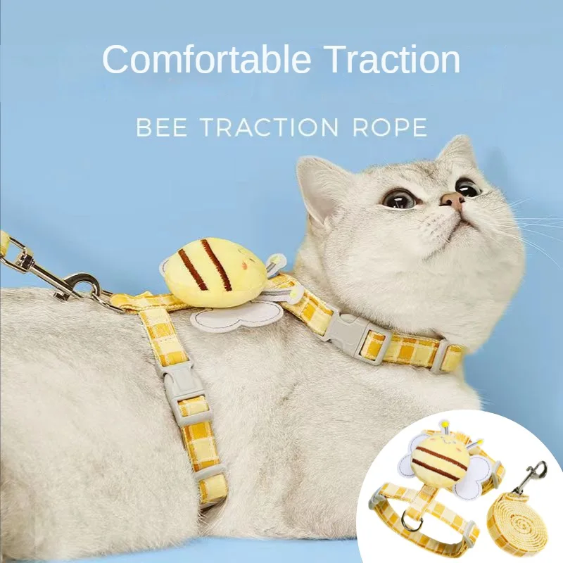 Cat Harness & Leash Set,Animal Decorative I-Shaped Adjustabl