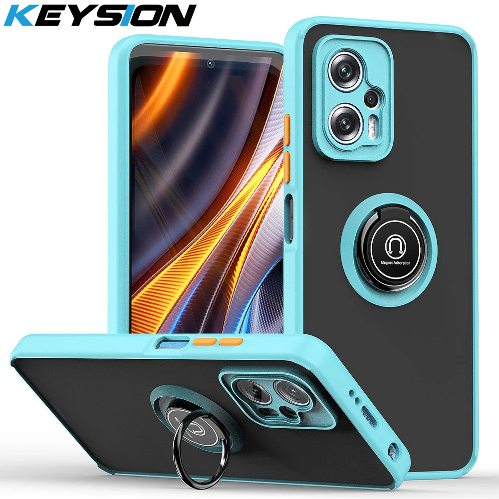 

Модный матовый чехол KEYSION для Xiaomi POCO X4 GT X4 Pro 5G X3 NFC, Прозрачный ударопрочный чехол для телефона с кольцом для Redmi Note11T Pro +